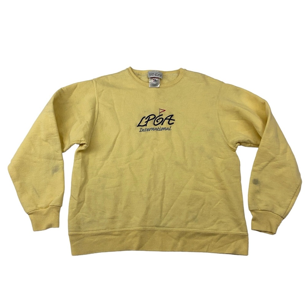 VTG BRINDAR LPGA International Golf Yellow Crewneck Pullover Sweatshirt Sz M